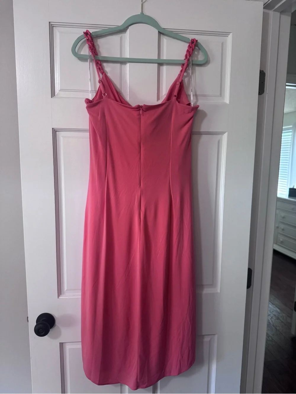 Braided Strap Peach High-Low Draped Dress